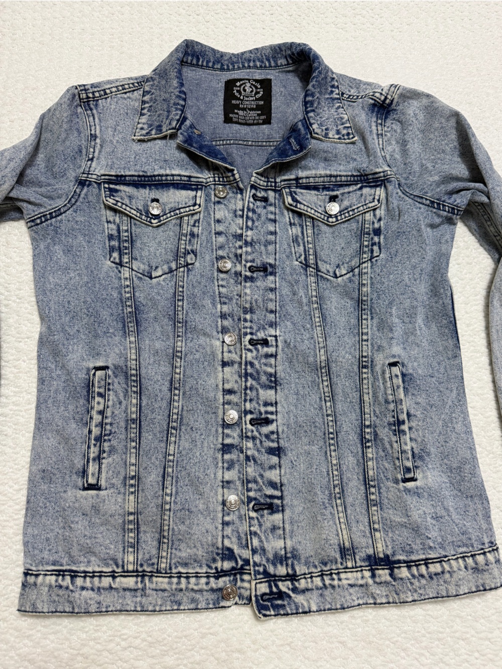 Vintage Monte Carlo Polo Jockey Club Blue Stone Wash Denim Trucker Jacket Large - Picture 4 of 7